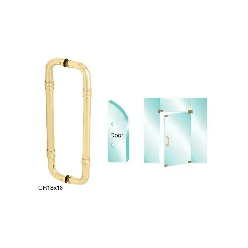 Polished Brass 18" Glass Mounted Ring Style Pull Handle Polished Brass 18" Glass Mounted Ring Style Pull Handle