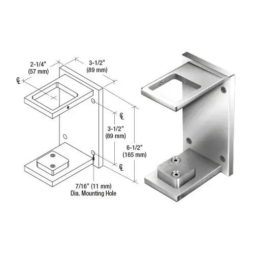 316 Polished Stainless 2" Square Standard Fascia Mount Bracket