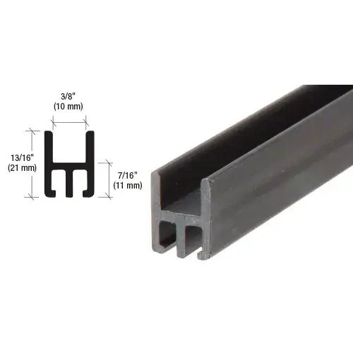 CRS Cap Rail Vinyl for 3/8" Glass Used On Bottom Rail Only - 120" Black