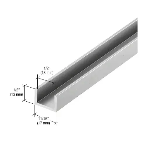 Satin Anodized Bottom Channel for Fixed Glass - 118" Stock Length
