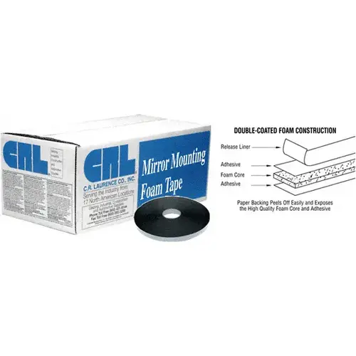Black 1/16" x 1/2" All-Purpose Foam Mounting Tape - 108 Foot Roll