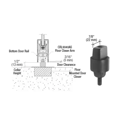 Floor Mounted Closer 1/2" (12.7mm) Collar Height Tapered Type Spindle