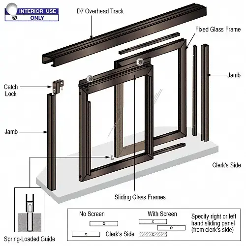 Horizontal Sliding Florence Model Pass-Thru Assembly With D7 Header / No Screen Black Bronze Anodized Horizontal Sliding Florence Model Pass-Thru Assembly With D7 Header / No Screen Black Bronze Anodized