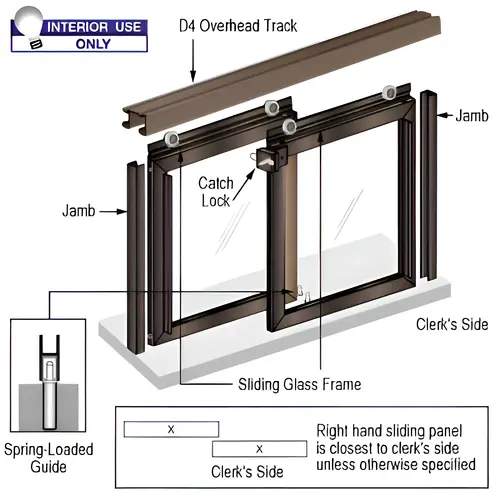 Horizontal Sliding "Daisy" Pass-Thru Assembly With D4 Header & Jambs Black Bronze Anodized Horizontal Sliding "Daisy" Pass-Thru Assembly With D4 Header & Jambs Black Bronze Anodized