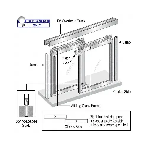 Horizontal Sliding "Daisy" Pass-Thru Assembly With D6 Header & Jambs Satin Anodized