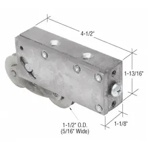 CRL D1586 1-1/2" Tandem Steel Sliding Glass Door Rollers with 1-1/8" Wide Housing for Kawneer Doors