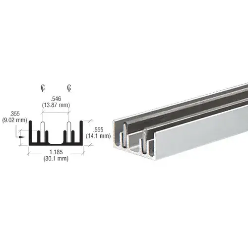 Satin Anodized Aluminum Lower Track For Large Sliding Panel 144" Stock Length Satin Anodized Aluminum Lower Track For Large Sliding Panel 144" Stock Length