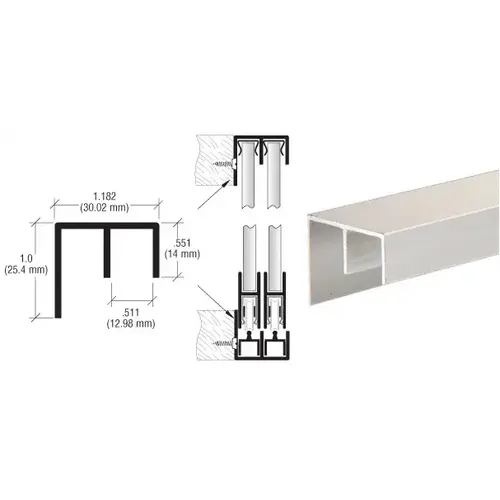 Satin Anodized Surface Mount Double Channel Extrusion 144" Stock Length Satin Anodized Surface Mount Double Channel Extrusion 144" Stock Length