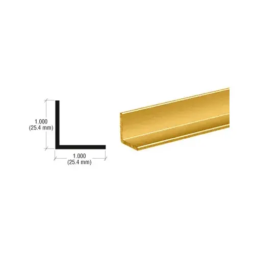 Brite Gold Anodized 1" Aluminum Angle Extrusion 144" Stock Length