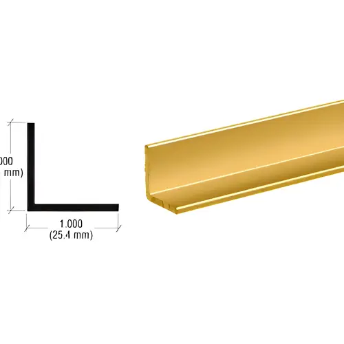 Brite Gold Anodized 1" Aluminum Angle Extrusion 144" Stock Length
