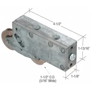 CRL D1884 Sliding Glass Door Roller with Tandem Stainless Steel Rollers and 1-1/8" Wide Housing