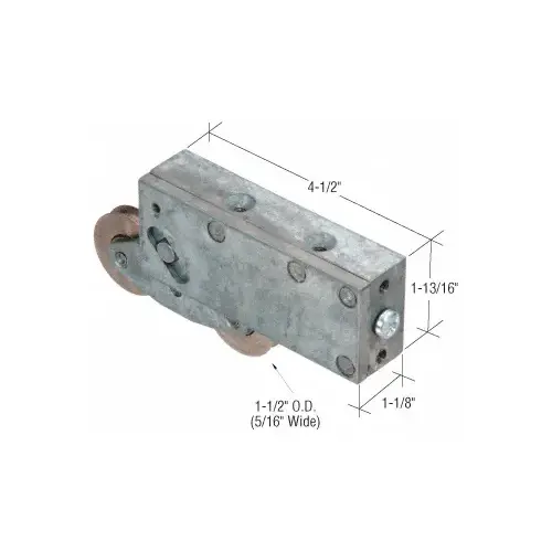 Sliding Glass Door Roller with Tandem Stainless Steel Rollers and 1-1/8" Wide Housing