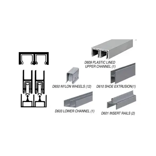 Brushed Nickel Deluxe Track Assembly D609 Upper and D603 Lower Track with Nylon Wheels 144" Stock Length Brushed Nickel Deluxe Track Assembly D609 Upper and D603 Lower Track with Nylon Wheels 144" Stock Length