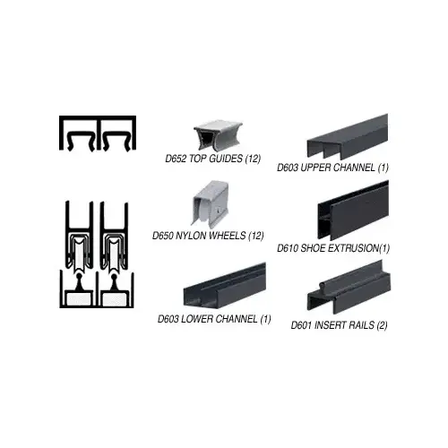 Flat Black Deluxe Track Assembly D603 Upper and D601 Rail with Nylon Wheels 144" Stock Length Flat Black Deluxe Track Assembly D603 Upper and D601 Rail with Nylon Wheels 144" Stock Length