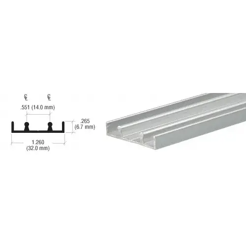 Satin Anodized Aluminum Lower Track Extrusion 144" Stock Length Satin Anodized Aluminum Lower Track Extrusion 144" Stock Length