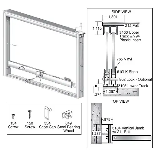 Satin Anodized Wood End Showcase Track Assembly With Flat Rear Track Satin Anodized Wood End Showcase Track Assembly With Flat Rear Track