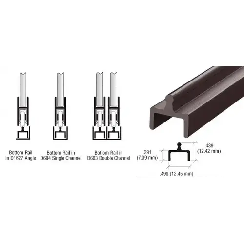 Duranodic Bronze Aluminum Single Bottom Rail 84" Stock Length - pack of 50 Duranodic Bronze Aluminum Single Bottom Rail 84" Stock Length - pack of 50