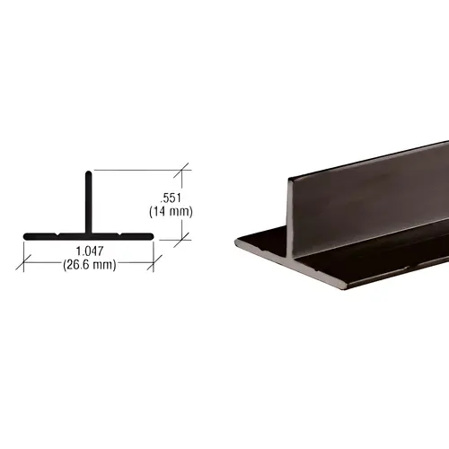 Dark Bronze T- Bar Aluminum Channel 144" Stock Length