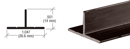 CRL D608DU Dark Bronze T- Bar Aluminum Channel 144" Stock Length