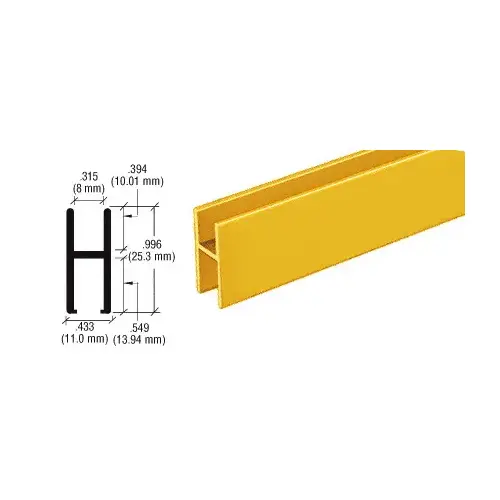 Gold Anodized Aluminum 'H' Bar for Use on All CRL Track Assemblies 144" Stock Length Gold Anodized Aluminum 'H' Bar for Use on All CRL Track Assemblies 144" Stock Length