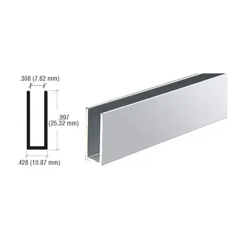 Brite Anodized 1/4" Single Channel with 1" High Wall 144" Stock Length