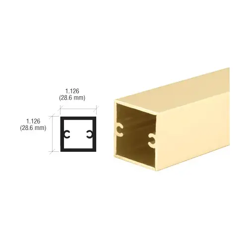 Brite Gold Anodized 1-1/8" Square Tubing for Partition Post 144" Stock Length