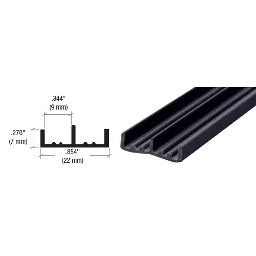 Black Lower Plastic Track for 1/4" Sliding Panels 144" Stock Length