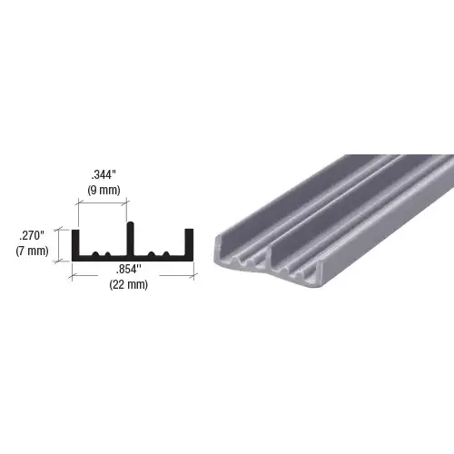 Gray Lower Plastic Track for 1/4" Sliding Panels 144" Stock Length