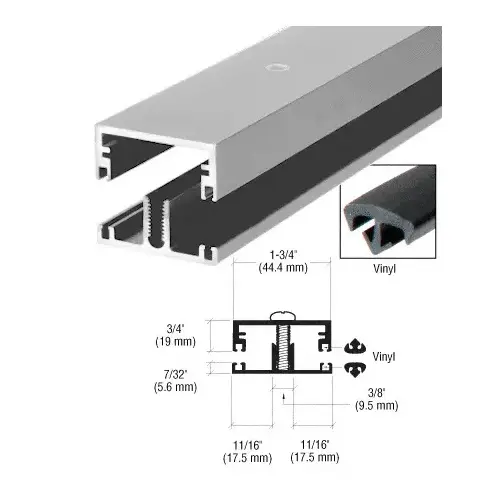 Satin Anodized Shallow Division Bar with Vinyl - 144" Stock Length