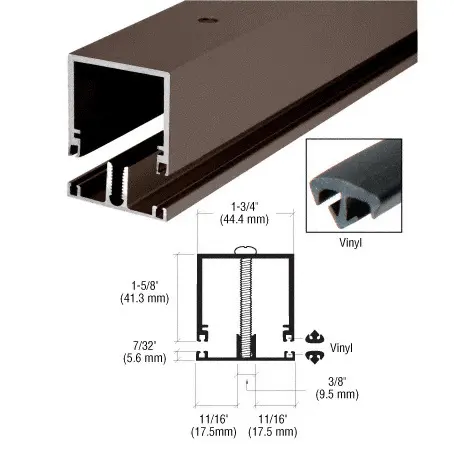 CRL-U. S. Aluminum Deep Division Bar with Vinyl Dark Bronze Anodized- 12 Stock Length DB175DU