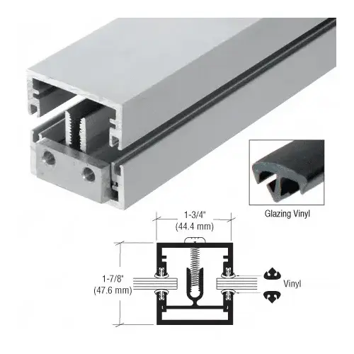 Clear Anodized Shallow 1-3/4" x 1-7/8 Division Bar with Vinyl-24 ft Clear Anodized Shallow 1-3/4" x 1-7/8 Division Bar with Vinyl-24 ft
