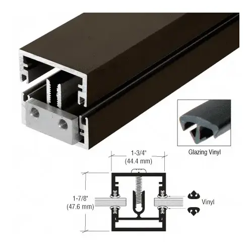 Dark Bronze Shallow 1-3/4" x 1-7/8" Division Bar with Vinyl - 24 ft