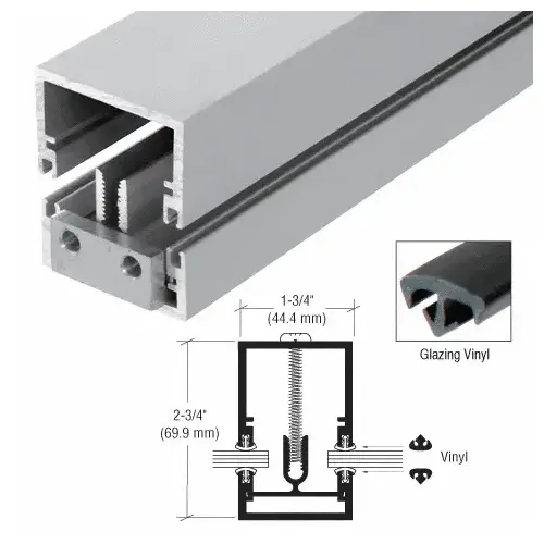 Clear Anodized Deep Division Bar with Vinyl 1-3/4" x 2-3/4" - 24 ft Clear Anodized Deep Division Bar with Vinyl 1-3/4" x 2-3/4" - 24 ft