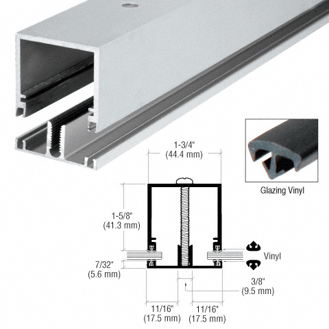 CRL-U.S. Aluminum DB47511 Clear Anodized Deep Division Bar with Vinyl - 24 ft