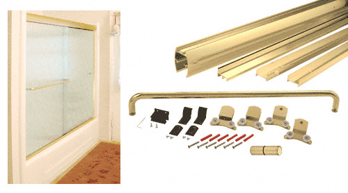 CRL DK387280BGA Brite Gold Anodized 72" x 80" Cottage DK Series Sliding Shower Door Kit With Metal Jambs for 3/8" Glass GLASS NOT INCLUDED