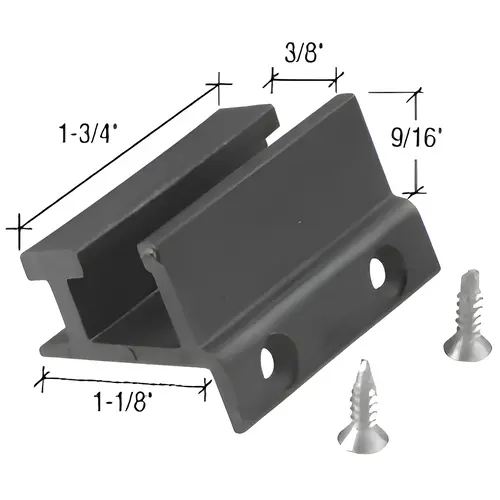 3/8" Bottom Guide For Ck Or Dk For Cottage Series Sliders, Aluminum Material, Black Finish