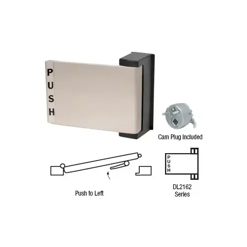 Brushed Nickel Universal Push-Pull Paddle Handle, Metal Material, Field Reversible Design, 5" Length, 4" Width, Brushed Nickel Finish Brushed Nickel Universal Push-Pull Paddle Handle, Metal Material, Field Reversible Design, 5" Length, 4" Width, Brushed Nickel Finish