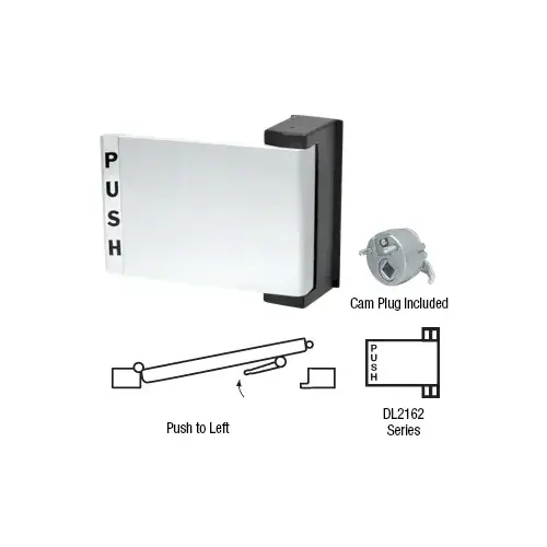 Chrome Universal Push-Pull Paddle Handle, Push To Left Operation, 5" Length, 4" Width, Chrome Finish Chrome Universal Push-Pull Paddle Handle, Push To Left Operation, 5" Length, 4" Width, Chrome Finish