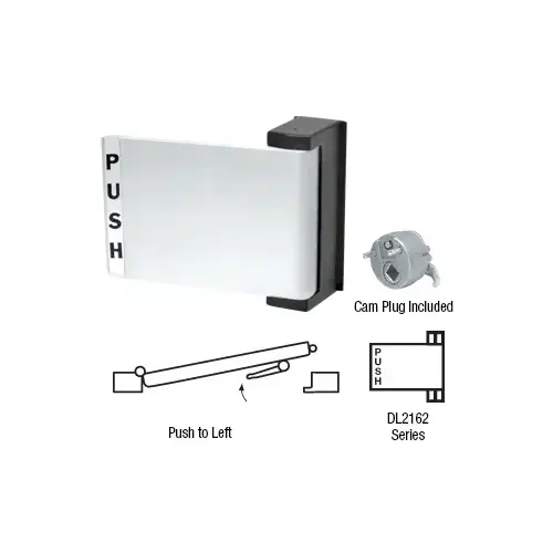 Satin Chrome Universal Push-Pull Paddle Handle, Metal Material, Field Reversible, 5" Length, 4" Width, Satin Chrome Finish Satin Chrome Universal Push-Pull Paddle Handle, Metal Material, Field Reversible, 5" Length, 4" Width, Satin Chrome Finish