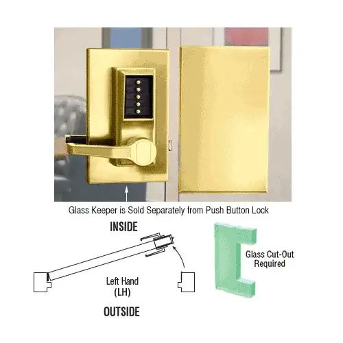 Polished Brass 6" x 10" LH Center Push Button Lock with Housing Polished Brass 6" x 10" LH Center Push Button Lock with Housing