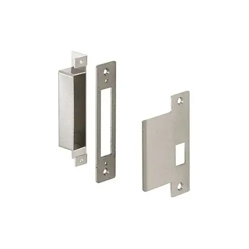 Left Hand Strike for 6" x 10" Office, Passage, Storeroom and Classroom Center Locks and 4-1/2" Jamb Brushed Stainless Steel Left Hand Strike for 6" x 10" Office, Passage, Storeroom and Classroom Center Locks and 4-1/2" Jamb Brushed Stainless Steel