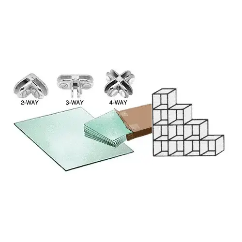 10 Cube Tempered Glass Displayer with Chrome Connectors 10 Cube Tempered Glass Displayer with Chrome Connectors