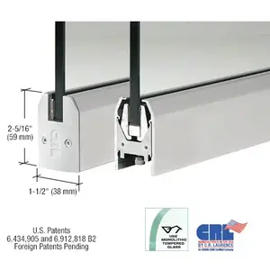 CRL DR2TSA12S Satin Anodized 1/2" Glass Low Profile Tapered Door Rail Without Lock - 35-3/4" Length