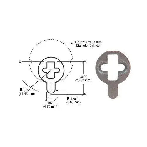 AR MS Style Cam for Use with Mortise Cylinder AR MS Style Cam for Use with Mortise Cylinder
