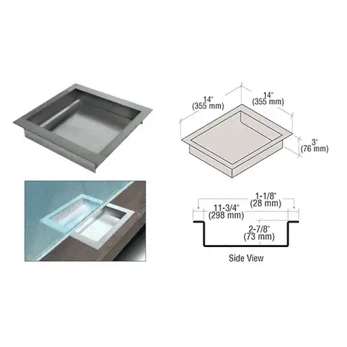 Brushed Stainless Steel 14" Wide x 14" Deep x 3" High Extra Deep Drop-In Deal Tray Without Lid Brushed Stainless Steel 14" Wide x 14" Deep x 3" High Extra Deep Drop-In Deal Tray Without Lid