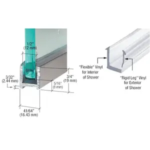 CRL DUC38BN Brushed Nickel Dry Glaze U-Channel With Vinyl - 95" Stock Length