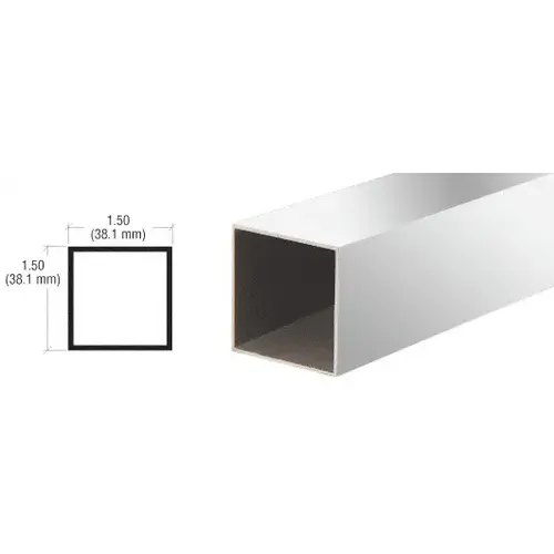 Brite Anodized 1-1/2" Square Tube Extrusion 144" Stock Length