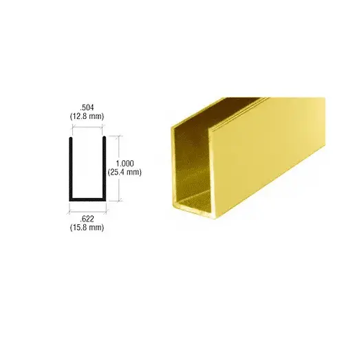 Brite Gold Anodized 1/2" Aluminum U-Channel 144" Stock Length Brite Gold Anodized 1/2" Aluminum U-Channel 144" Stock Length