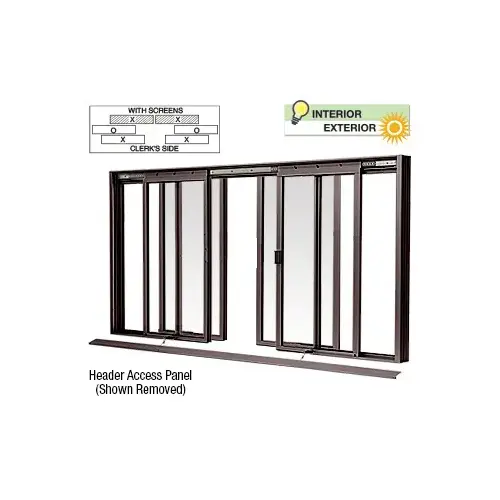 Duranodic Bronze DW Series Four Panel Manual Deluxe Sliding Service Window OXXO with Screen Duranodic Bronze DW Series Four Panel Manual Deluxe Sliding Service Window OXXO with Screen