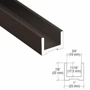 CRL Blumcraft EB500DU Black Bronze Anodized Wet Glaze U-Channel for 1/2" (12 mm) Glass 120" Length